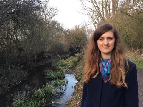 Hannah Copley with Coldhams Brook