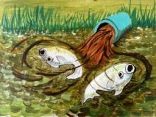 Painting of sewage entering the Cam
